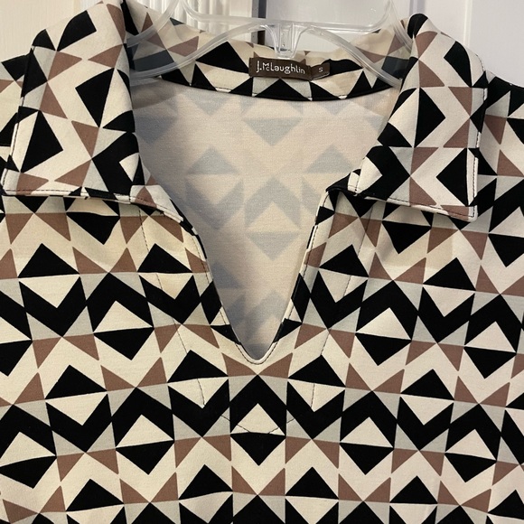 NWOT J. McLaughlin Cadence Geometric Print Shift Dress with 3/4 Sleeves Sz Small - Picture 3 of 6